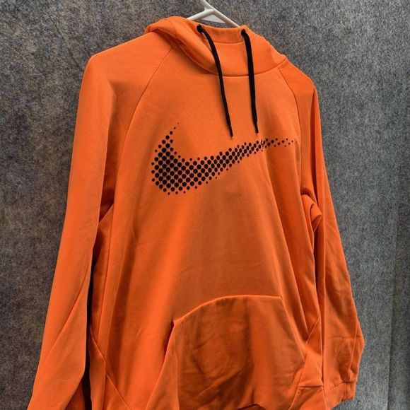 Nike Jacket Men Medium Adult Orange Swoosh Outdoors Hoodie Sweatshirt Drawstring - Picture 2 of 12